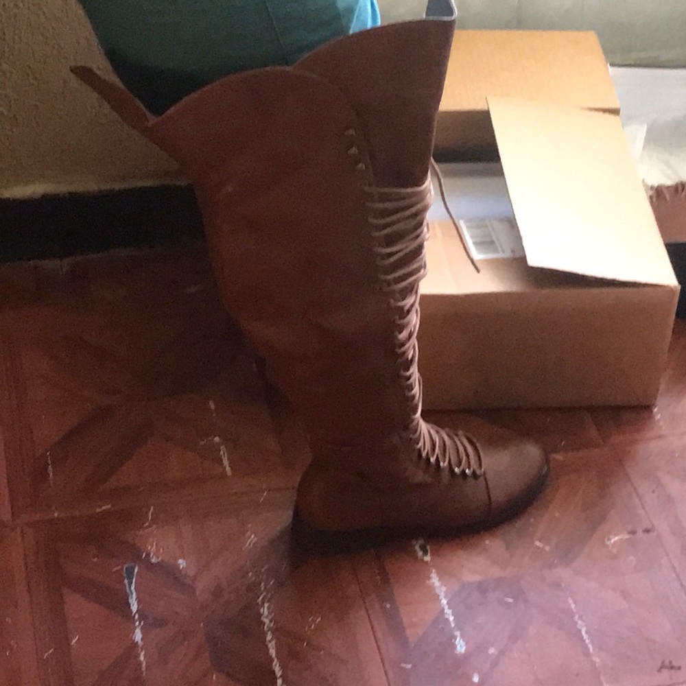 Brown thigh high boots